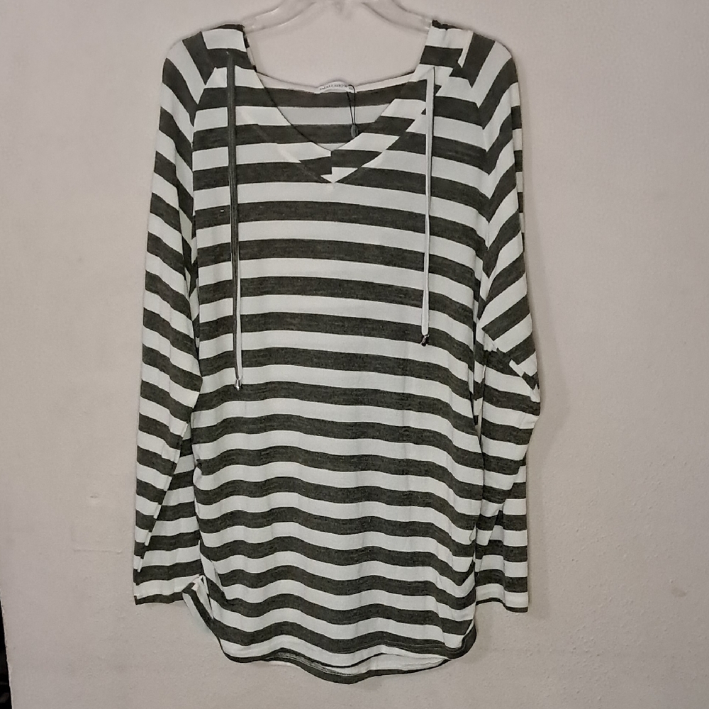 Smallshow Maternity Size XXL Striped Hoodie Sweatshirt